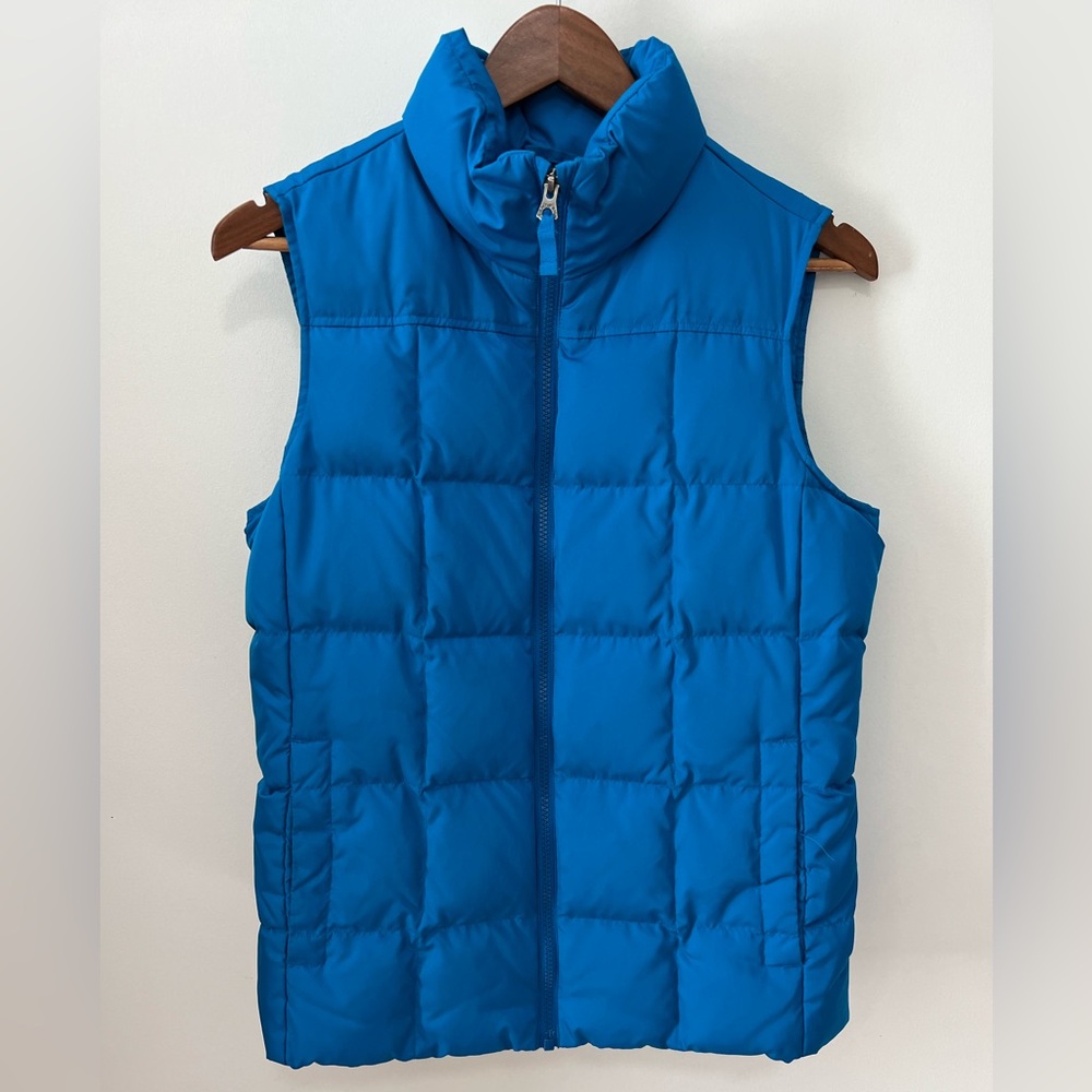 Lands End Down Vest Women’s Small Quilted Puffer Zip Sleeveless Peacock Blue